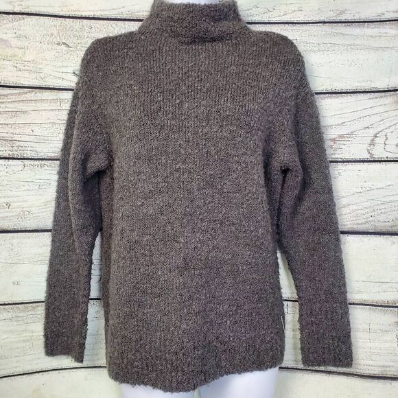Michael Kors Small Gray Bouclé Turtleneck Sweater Cozy Fuzzy Knit Wool Blend - Picture 1 of 7